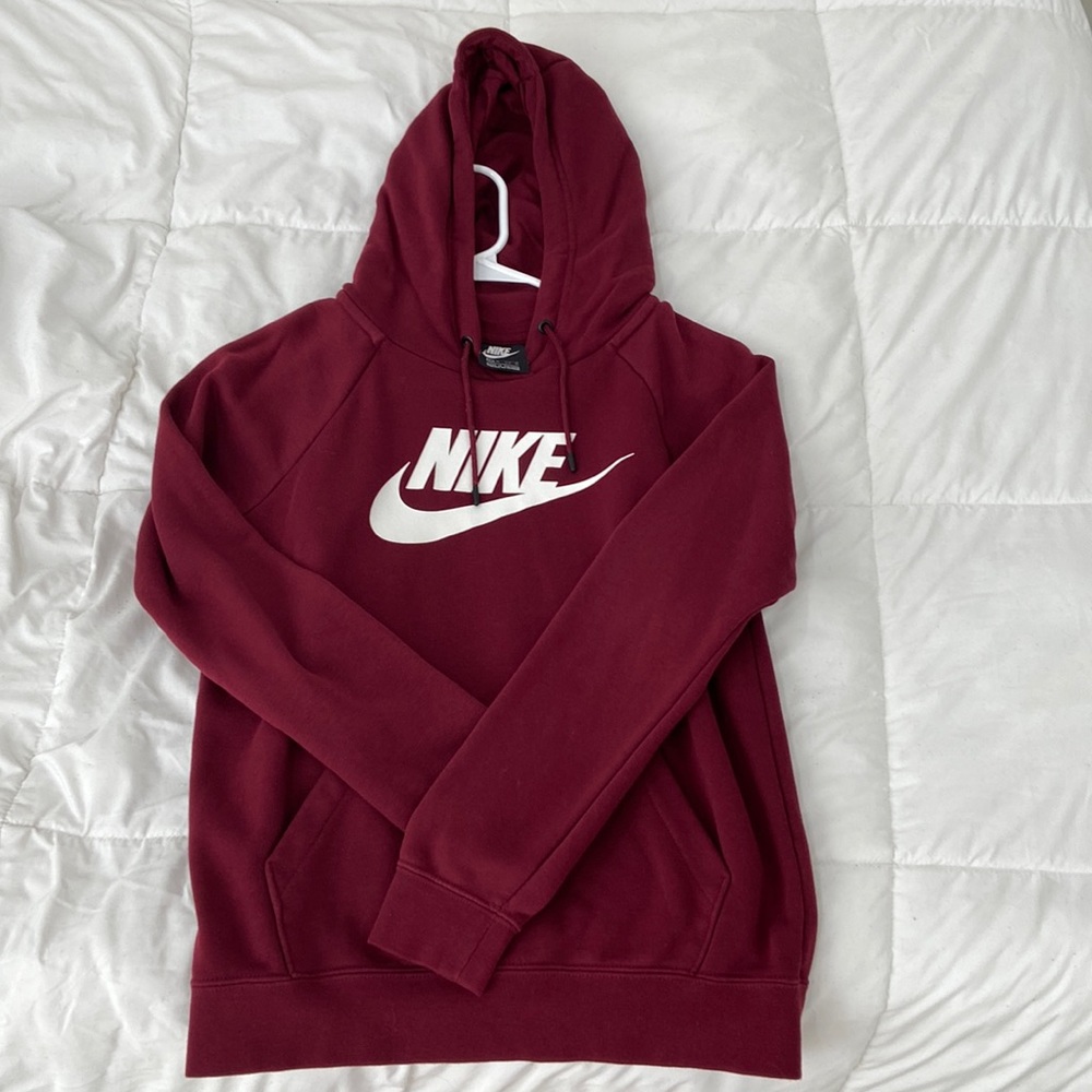 Burgundy Nike Hoodie with Drawstring
